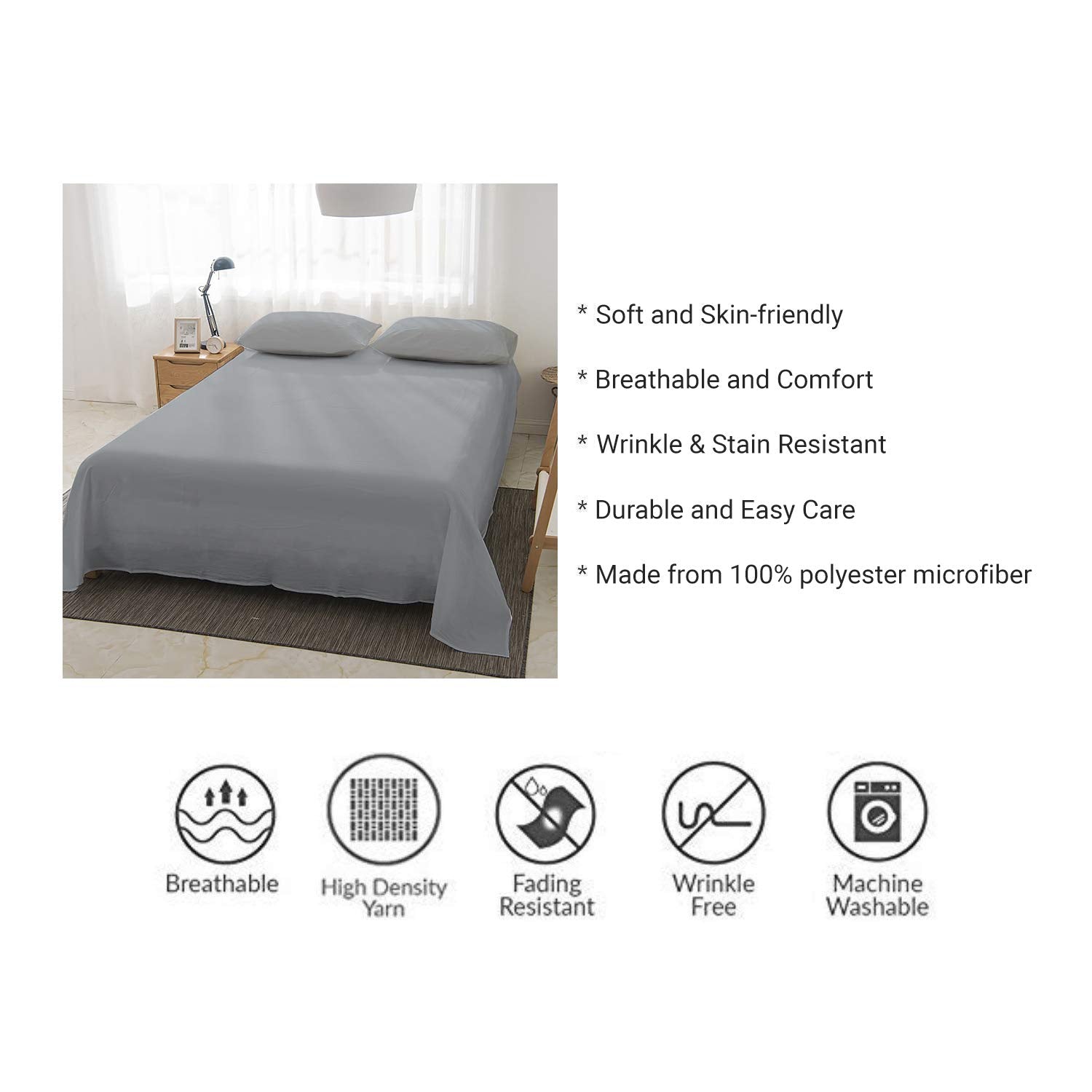 HASTHIP Elite 3 Piece Bed Sheet Set, King Size Flat Sheet with 2 Pillow Covers,100% Microfiber,Wrinkle and Fade Resistant,Warm for Winter(King Size,Dark Pink Stripe) (Star Duvet) HASTHIP Elite 3 Piece Bed Sheet Set, King Size Flat Sheet with 2 Pillow Covers,100% Microfiber,Wrinkle and Fade Resistant,Warm for Winter(King Size,Dark Pink Stripe) (Star Duvet)